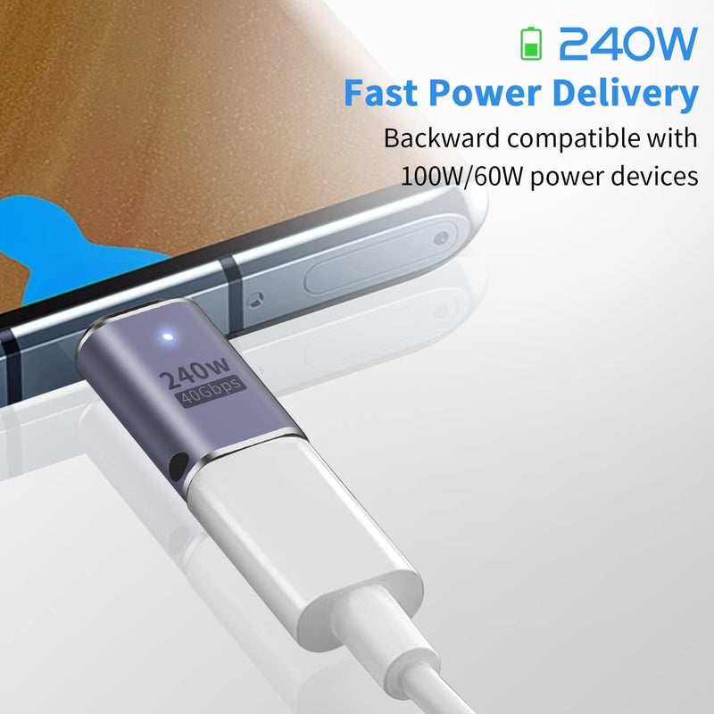 Poyiccot USB C Extender - 240W, 2Pack USB Type C Extension Adapter, 40Gbps USB C Male to Female Adapter for iPad, iMac, MacBook, Thunderbolt - Image 2